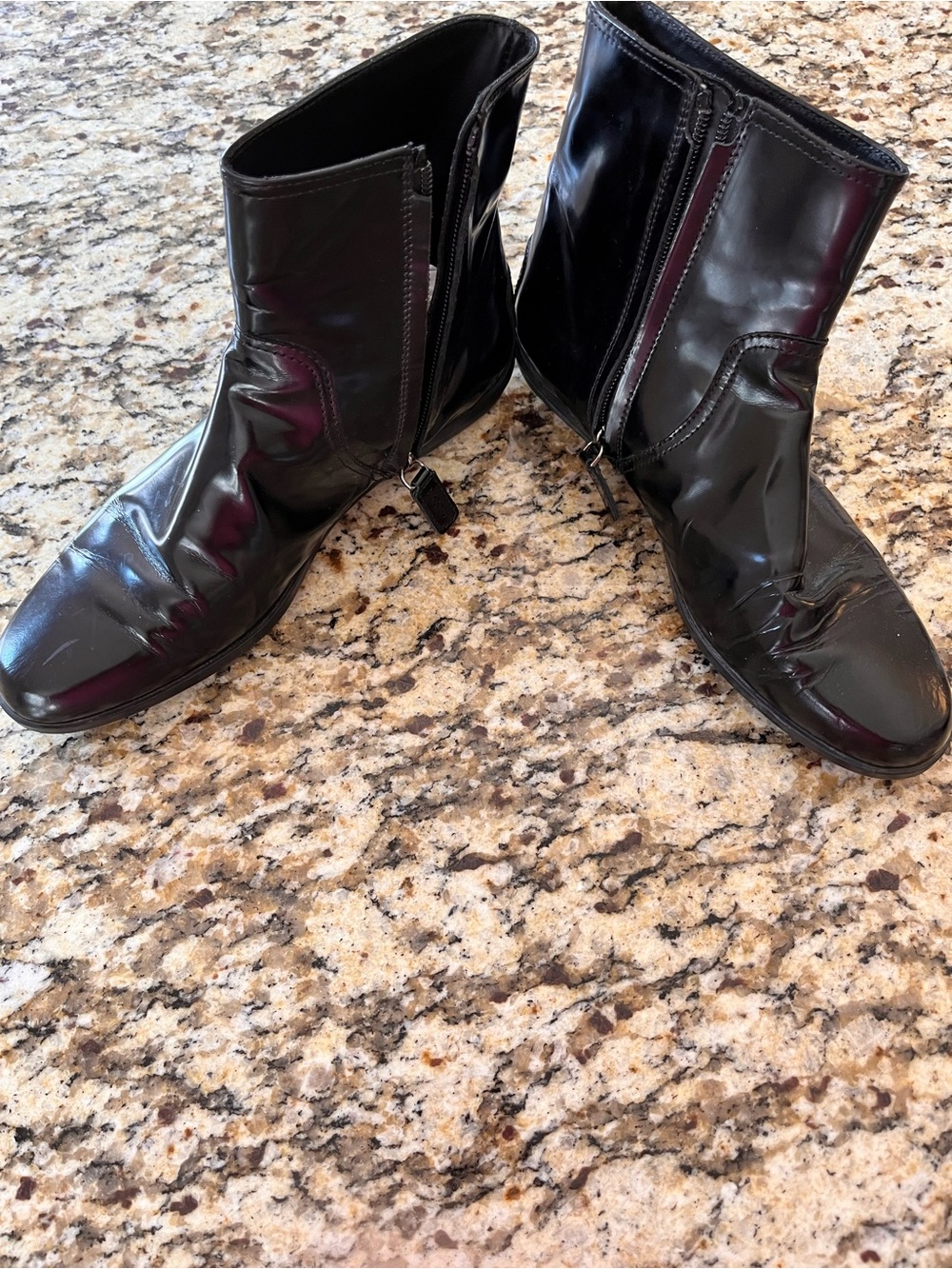Tod's Black Patent Leather Zip Ankle Boots